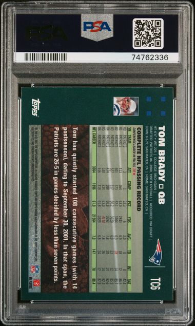 2007 TOPPS CHROME TOM BRADY #TC6 PSA GEM MT 10