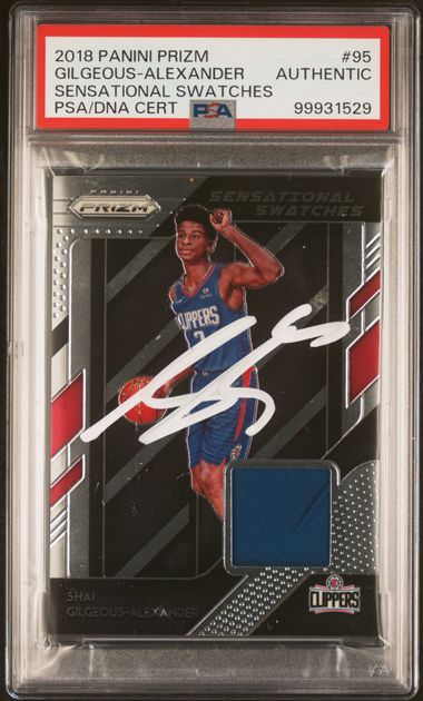 2018 PANINI PRIZM SENSATIONAL SWATCHES S.GILGEOUS-ALEXANDER #95 PSA N0: AUTHENTIC Authentic SHAI GILGEOUS-ALEXANDER SENSATIONAL SWATCHES