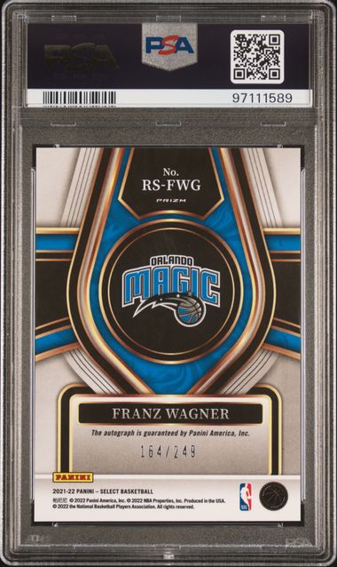 2021 PANINI SELECT ROOKIE SIGNATURES FRANZ WAGNER ROOKIE SIGNATURES #RSFWG PSA MINT 9