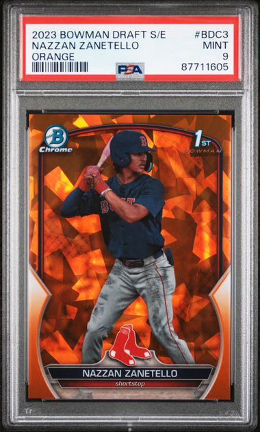 2023 BOWMAN DRAFT SAPPHIRE EDITION NAZZAN ZANETELLO ORANGE #BDC3 PSA MINT 9