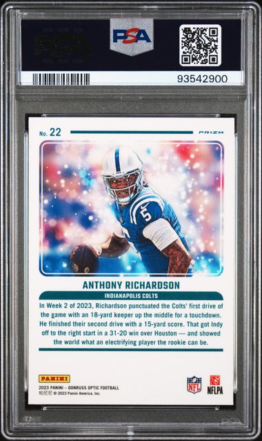 2023 PANINI DONRUSS OPTIC MYTHICAL ANTHONY RICHARDSON #22 PSA GEM MT 10