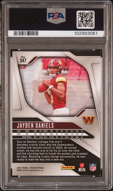 2024 PANINI PRIZM JAYDEN DANIELS #347 PSA MINT 9