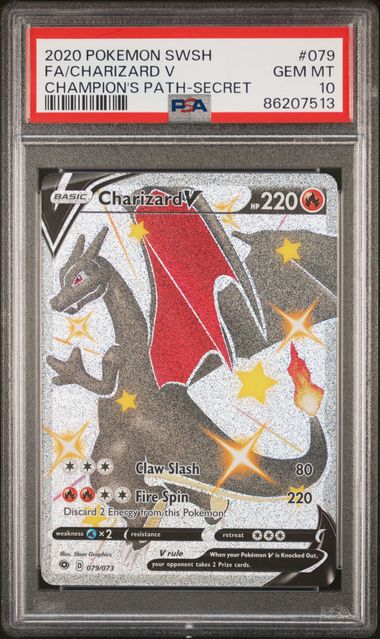 2020 POKEMON SWORD & SHIELD CHAMPION'S PATH FA/CHARIZARD V CHAMPION'S PATH-SECRET #79 PSA GEM MT 10