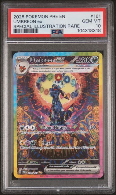 2025 POKEMON PRE EN-PRISMATIC EVOLUTIONS UMBREON ex SPECIAL ILLUSTRATION RARE #161 PSA GEM MT 10