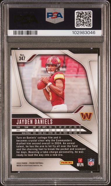 2024 PANINI PRIZM JAYDEN DANIELS #347 PSA MINT 9