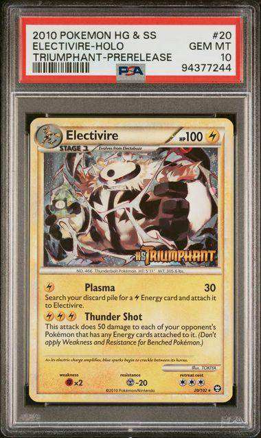 2010 POKEMON HEARTGOLD & SOULSILVER TRIUMPHANT ELECTIVIRE-HOLO TRIUMPHANT-PRERELEASE #20 PSA GEM MT 10