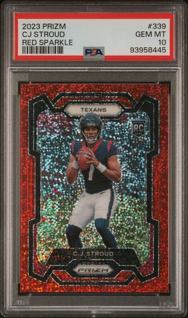 2023 PANINI PRIZM CJ STROUD RED SPARKLE #339 PSA GEM MT 10