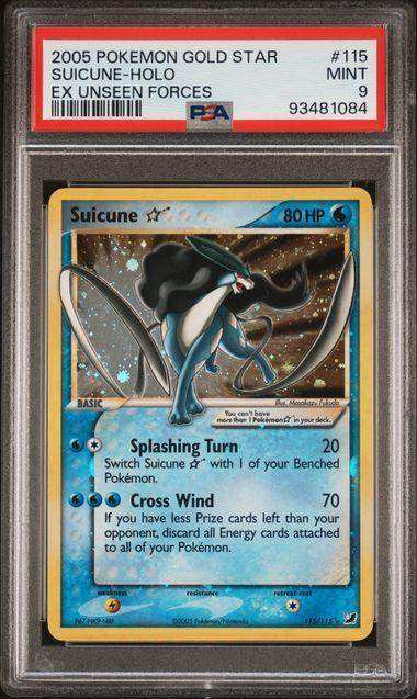 2005 POKEMON EX UNSEEN FORCES SUICUNE-HOLO EX UNSEEN FORCES #115 PSA MINT 9