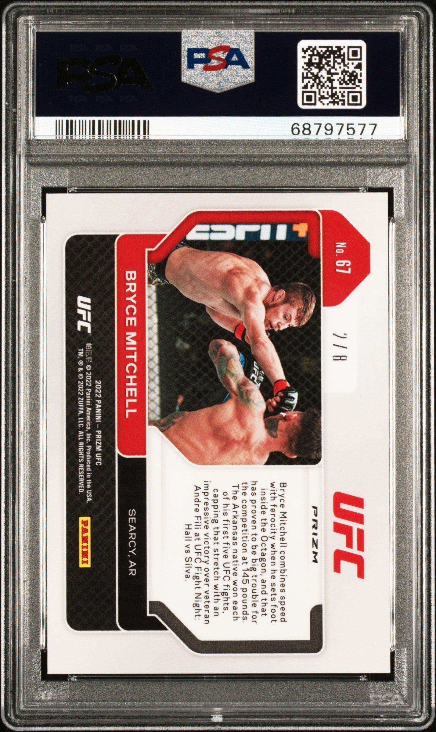 2022 Prizm Ufc 67 Bryce Mitchell Octagon Prizm Psa 9