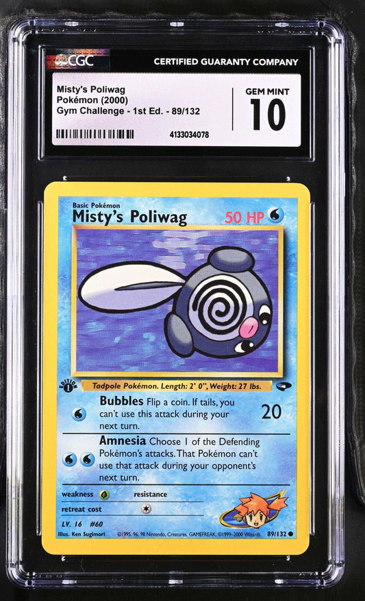 Gym Challenge - 1st Edition Misty's Poliwag #89/132 Cgc 10