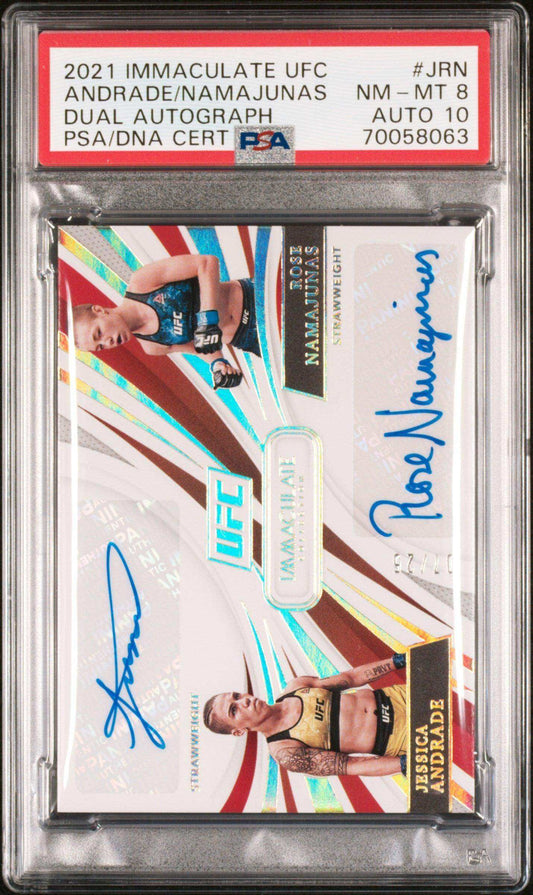 2021 Panini Immaculate Ufc Dual Autographs Jrn Jessica Andrade/ Rose Namajunas Psa 8 Auto 10