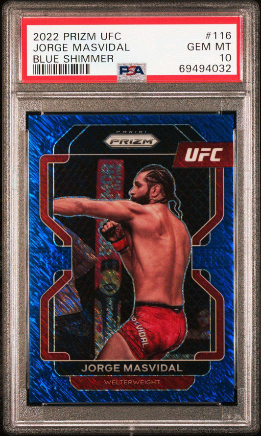 2022 Prizm Ufc 116 Jorge Masvidal Blue Shimmer Psa 10