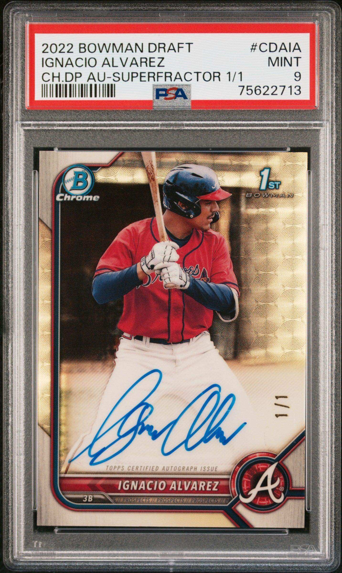 2022 Bowman Draft Ignacio Alvarez Superfractor Auto 1/1 Psa 9