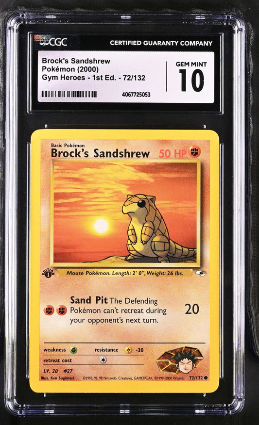 Gym Heroes - 1st Edition Brock's Sandshrew #72/132 Cgc 10