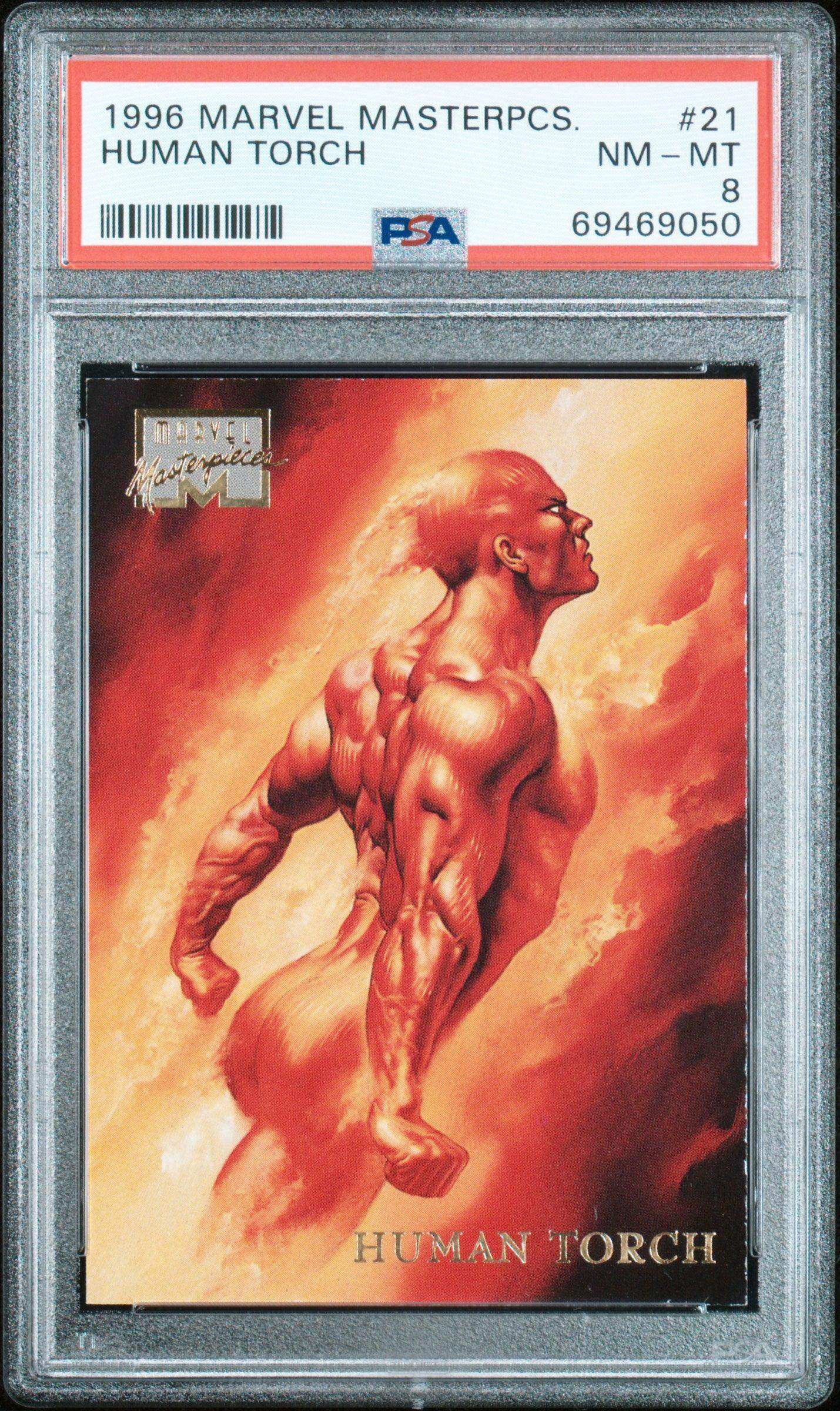 1996 Marvel Masterpieces 21 Human Torch Psa 8