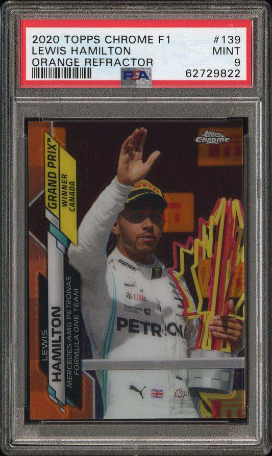 2020 Topps Chrome F1 139 Lewis Hamilton Orange Refractor Psa 9