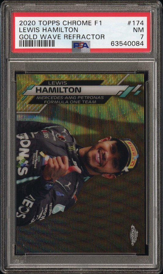 2020 Topps Chrome F1 174 Lewis Hamilton Gold Wave Refractor Psa 7