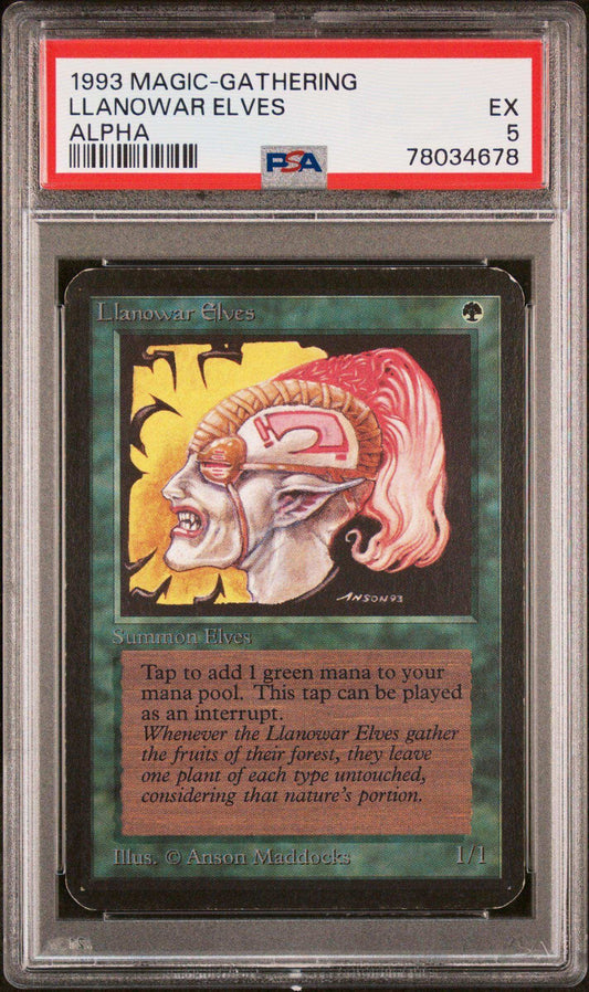 1993 Magic The Gathering Llanowar Elves Alpha Psa 5